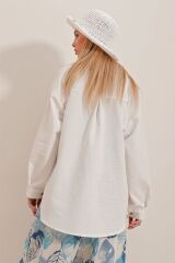 Kadın Keten Kumaş Oversize Gömlek