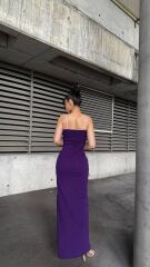 Kadın Ip Askılı Gipe Detay Maxi Boy Yırmaçlı Elbise