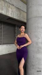 Kadın Ip Askılı Gipe Detay Maxi Boy Yırmaçlı Elbise