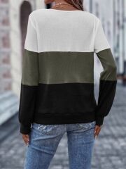 Kadın Uzun Kollu V Yakalı Düğmeli çok Renkli Waffle Bluz