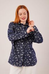 Eskitme Görünümlü Denim Mavi Gömlek