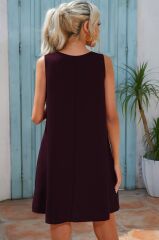 Kadın Sıfır Kol şerit Detaylı V Yaka Viskon Elbise