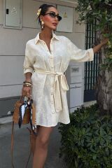 Süzene Nakışlı Ve Gold Düğmeli Elbise 2742