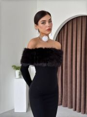 Bestia Straplez Tüy Detaylı Elbise