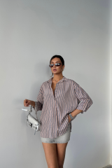 ÇİZGİLİ GÖMLEKKETEN - Antrasit