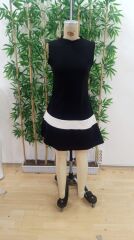 Kadın Sıfır Kol Yarı Balıkçı Yaka şerit Detaylı Ithal Krep Elbise