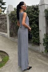 Sıfır Kollu Bluz Batik Desenli Pantolon İkili Takım 10181-08