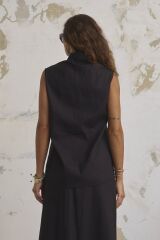 Keten Haki̇m Yaka Kolsuz Gömlek Etek Takim