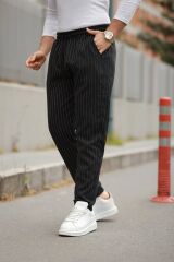 Erkek Beli Bağcıklı çizgili Pantolon