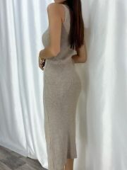 Kadın Yırtmaçlı Triko Elbise