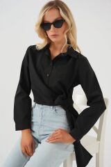 Bağlamalı Uzun Kol Gömlek 20325 - Siyah
