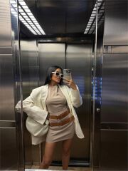 POLYVİSCON ÇİFT KEMER DETAYLI ELBİSE - Bej