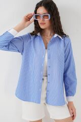 Çizgili Gömlek 20288 - Mavi
