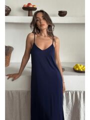 Kadın Siyah Asansör Askılı Çift Yırtmaçlı Helen Elbise