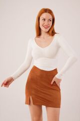 Geniş Yaka Beyaz Basic Body Bluz