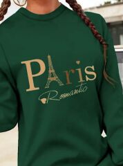 Kadın Uzun Kollu Bisiklet Yaka Yazılı Kısa Viskon Iki Iplik Elbise