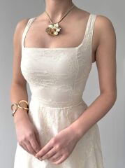 Cuper Çiçek Detaylı Elbise