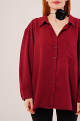 Basic Oversize Bordo Gömlek