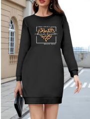 Kadın Uzun Kollu Bisiklet Yaka Desenli Viskon Iki Iplik Bluz