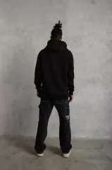 3 İplik Kapşonlu Sweatshirt Hoodie - Siyah