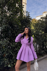 CEKET ELBİSE PENS DETAYLI - Lila