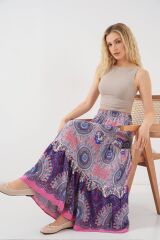 1898 Desenli Uzun Etek - Pembe