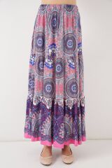 1898 Desenli Uzun Etek - Pembe