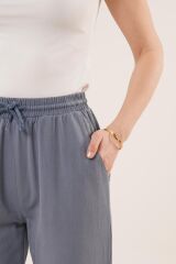 Cepli Belden Bağlamalı Paça Detaylı İndigo Pantolon