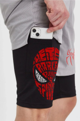 Unisex Baskılı İç Cepli Sporcu Alt Taytlı Şort - Gri