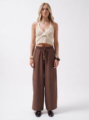 Aksesuar Detay Keten Pantolon