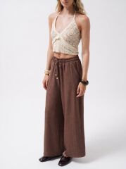 Aksesuar Detay Keten Pantolon