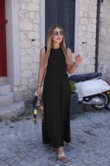 Kadın Sıfır Kollu Bisiklet Yaka Viskon Elbise