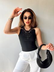 Kadın Kumaş Dantel Detaylı Bluz