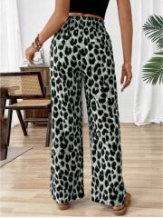 Kadın Süprem Kumaş Beli Lastikli Leopar Desen Pantolon