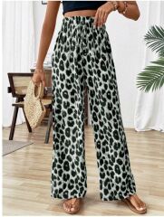 Kadın Süprem Kumaş Beli Lastikli Leopar Desen Pantolon