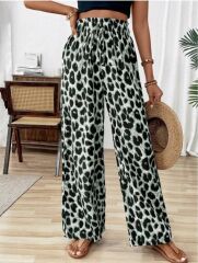 Kadın Süprem Kumaş Beli Lastikli Leopar Desen Pantolon