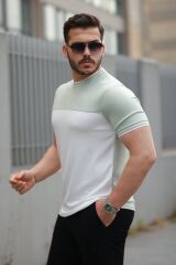 Erkek Parçalı Renk Kısa Kollu Tişört