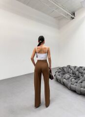 230 Gr Poly Viscose Lycra Metal Düğme Palazzo Pantolon