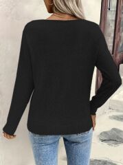 Kadın Uzun Kollu V Yakalı Triko Bluz