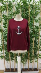 Kadın Uzun Kollu Bisiklet Yaka Desenli Viskon Iki Iplik Bluz