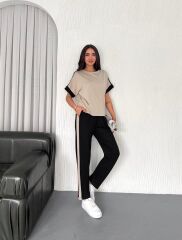 Kadın Modal Dokulu Kumaş Yanı şeritli Takım