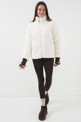 5178 Astarlı Peluş Mont - Beyaz