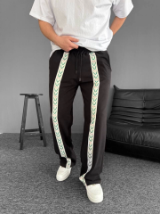 İki İplik Kumaş Şeritli Alt Esofman - Siyah