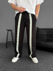 İki İplik Kumaş Şeritli Alt Esofman - Siyah