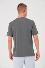 Unisex Düz Biskilet Yaka Oversize T-shirt - Füme