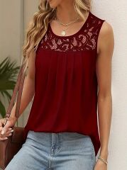 Kadın Askılı Yuvarlak Yaka Dantel Detaylı Viskon Bluz