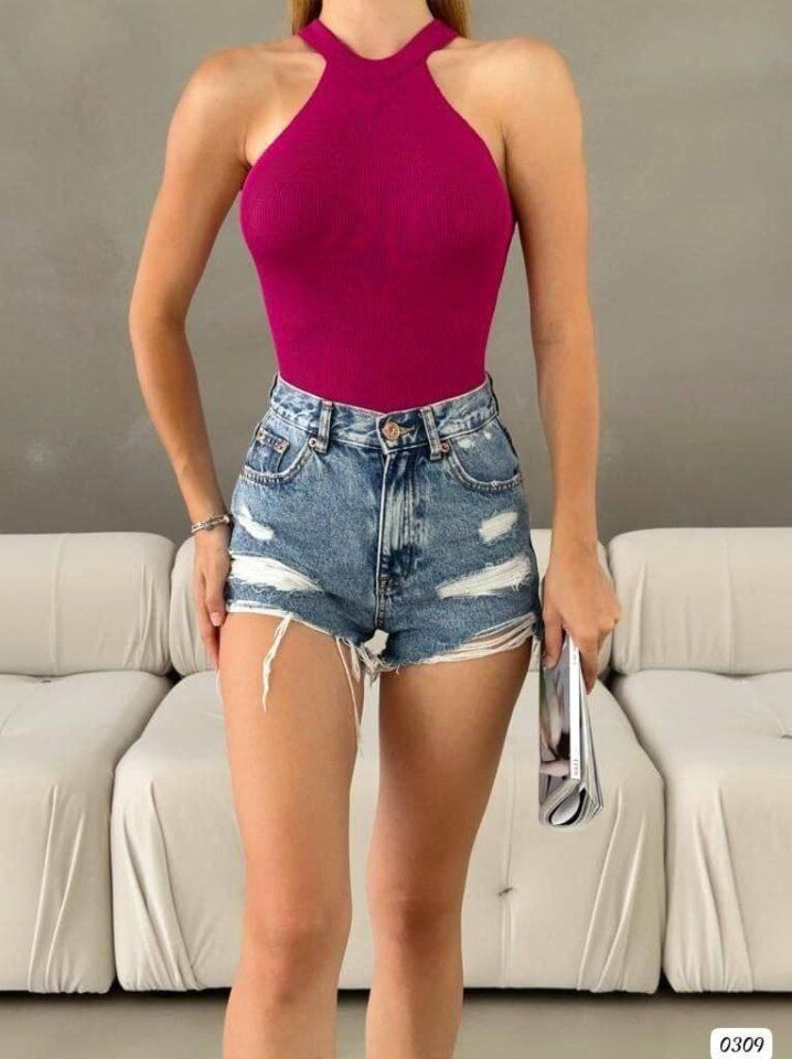 Kadın Sırt Dekolteli Triko Bluz