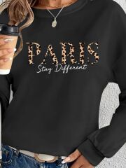 Kadın Uzun Kollu Bisiklet Yaka Desenli Viskon Iki Iplik Bluz