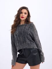 43331 TRİKO SAÇ ÖRGÜ KAZAK-ANTRASİT