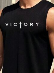 Erkek Sıfır Kol Victory Baskılı Süprem Bluz
